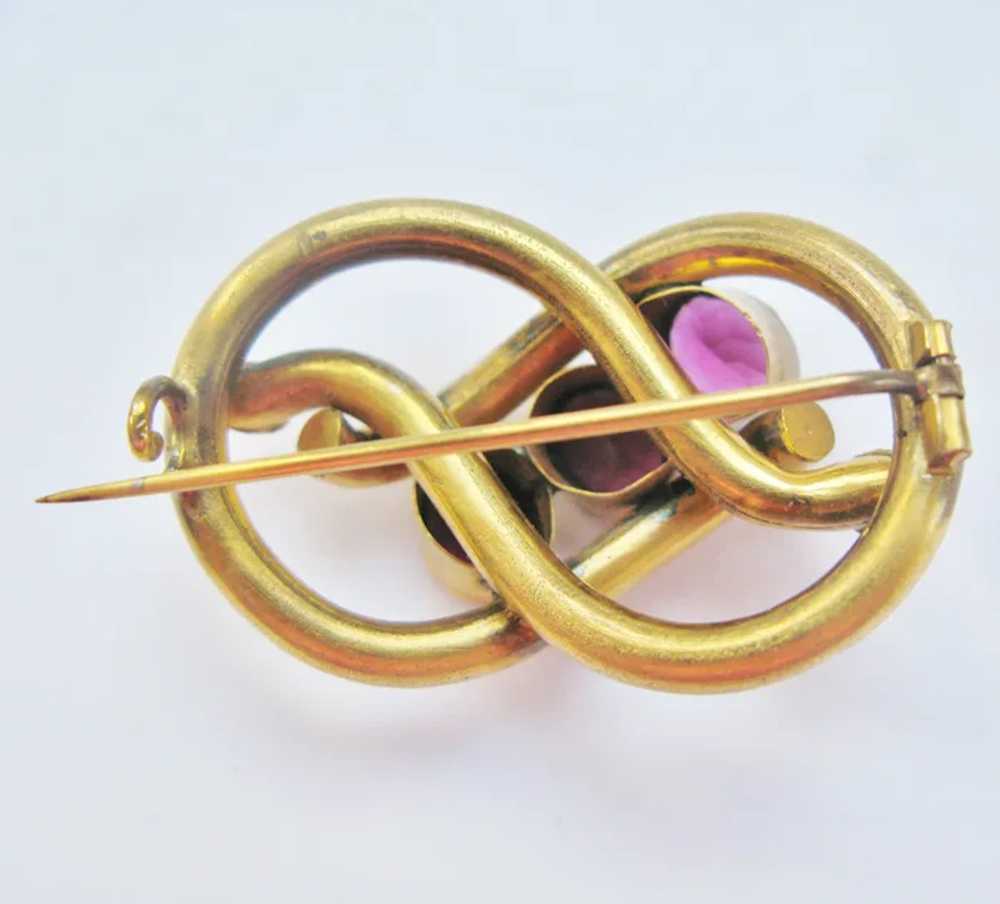 Antique Victorian Lover's Knot Brooch, Gold Tone … - image 8