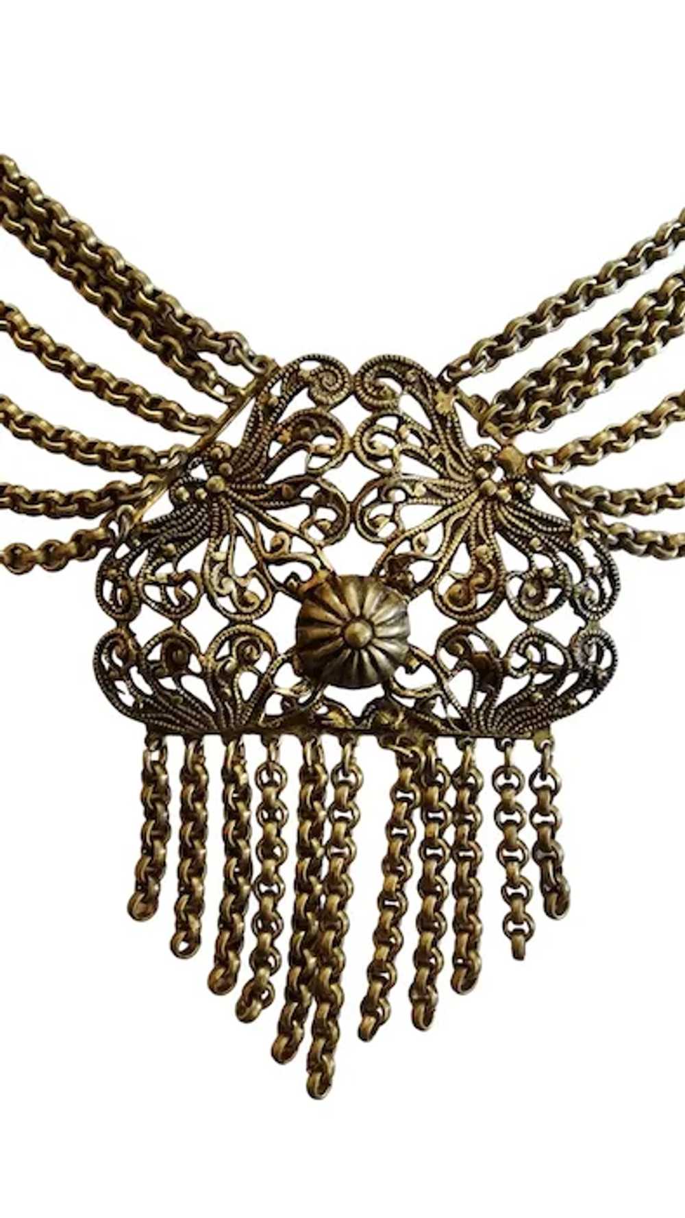 Antique Brass Festoon Bib Necklace [A2535] - image 2
