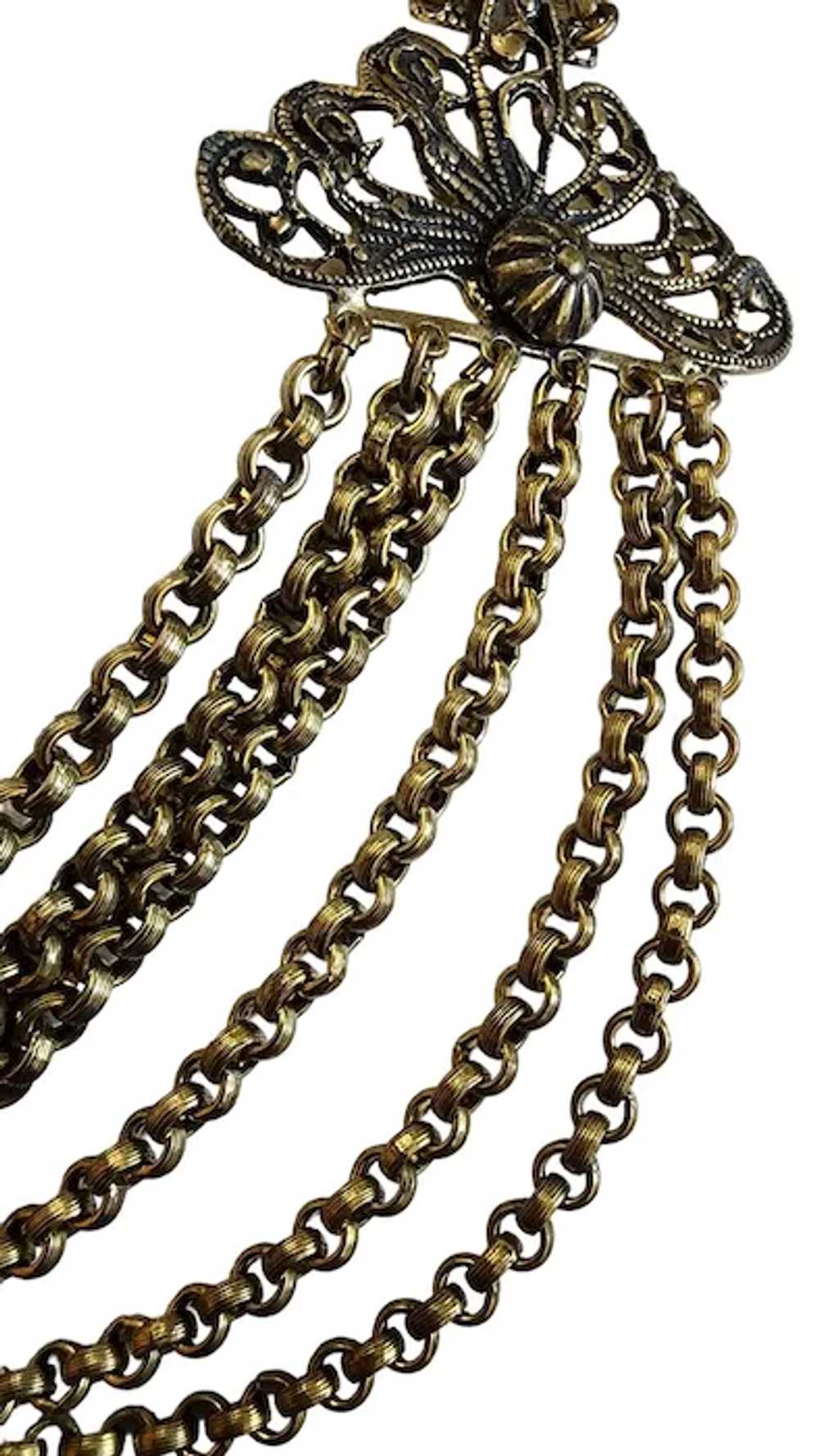 Antique Brass Festoon Bib Necklace [A2535] - image 4