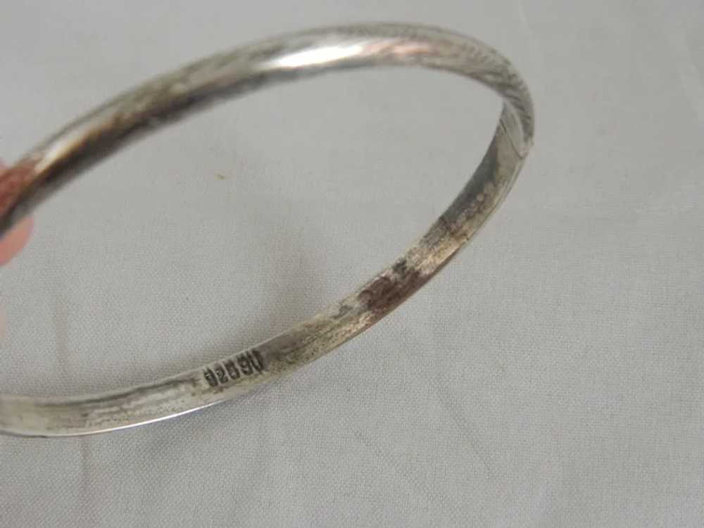 Vintage Sterling Silver Etched Bangle Bracelet - image 3