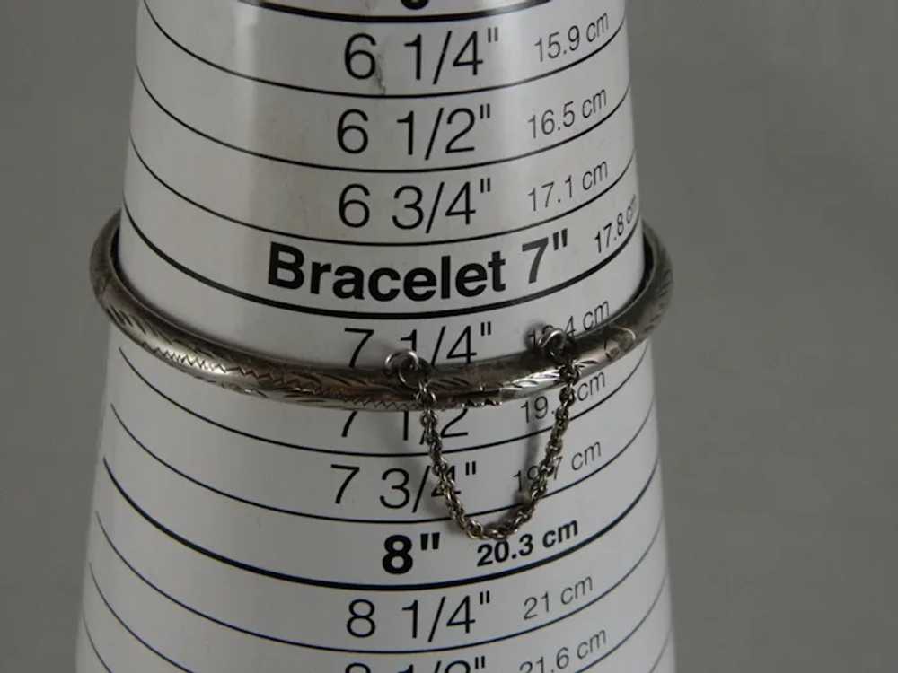 Vintage Sterling Silver Etched Bangle Bracelet - image 6