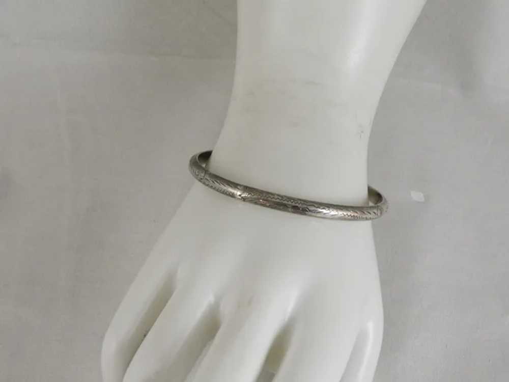 Vintage Sterling Silver Etched Bangle Bracelet - image 7