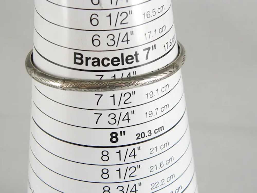 Vintage Sterling Silver Etched Bangle Bracelet - image 8