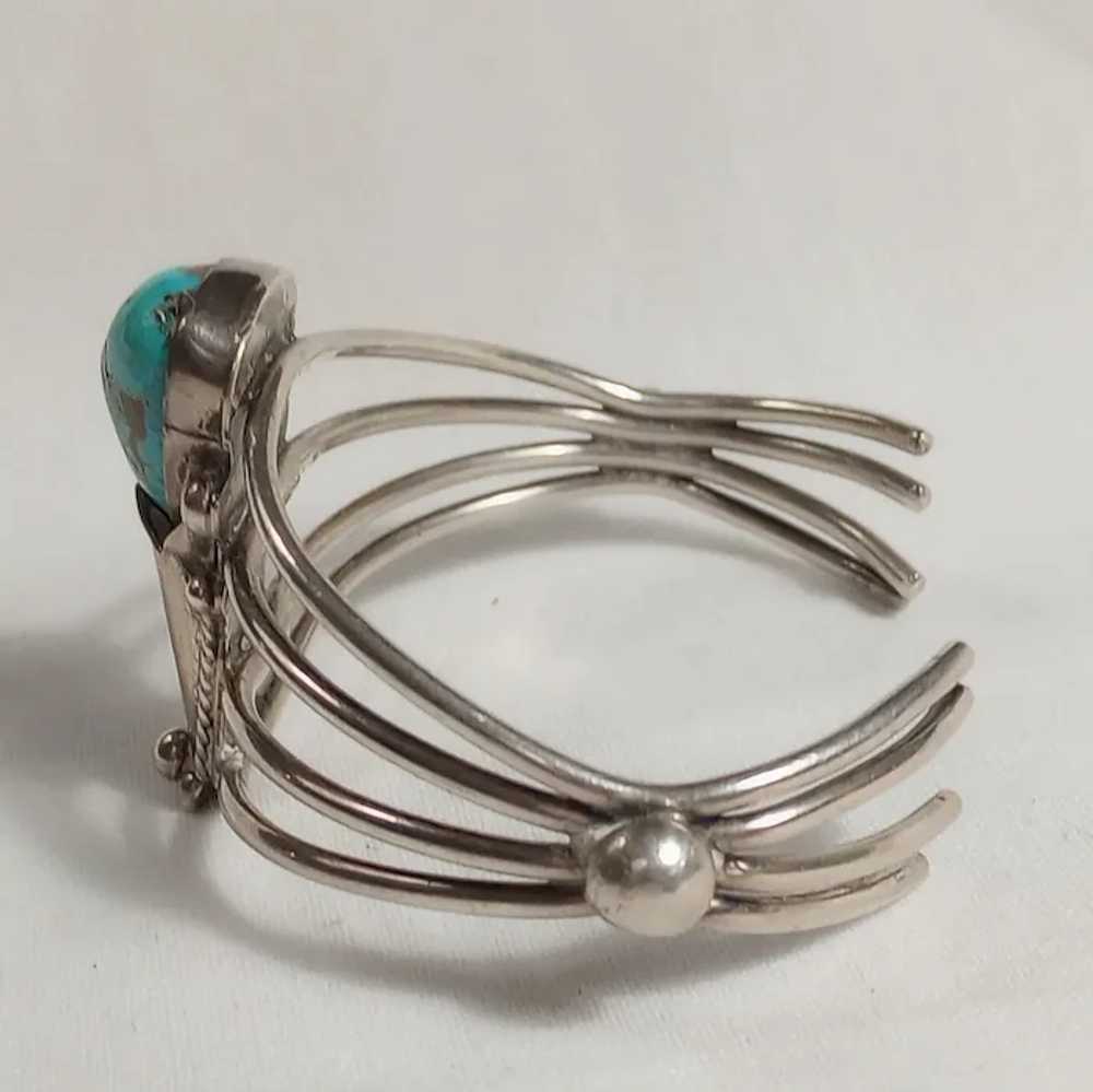 Southwest sterling silver turquoise blossom cuff … - image 4
