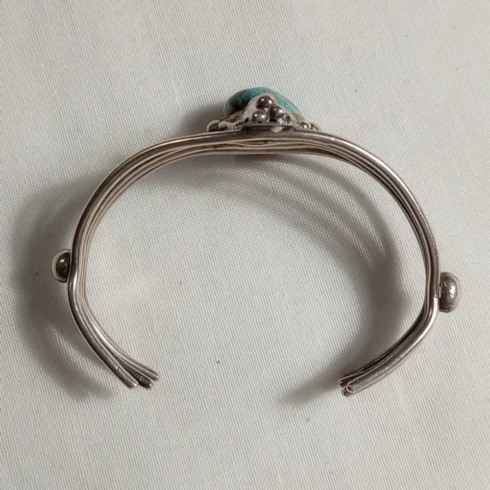 Southwest sterling silver turquoise blossom cuff … - image 5