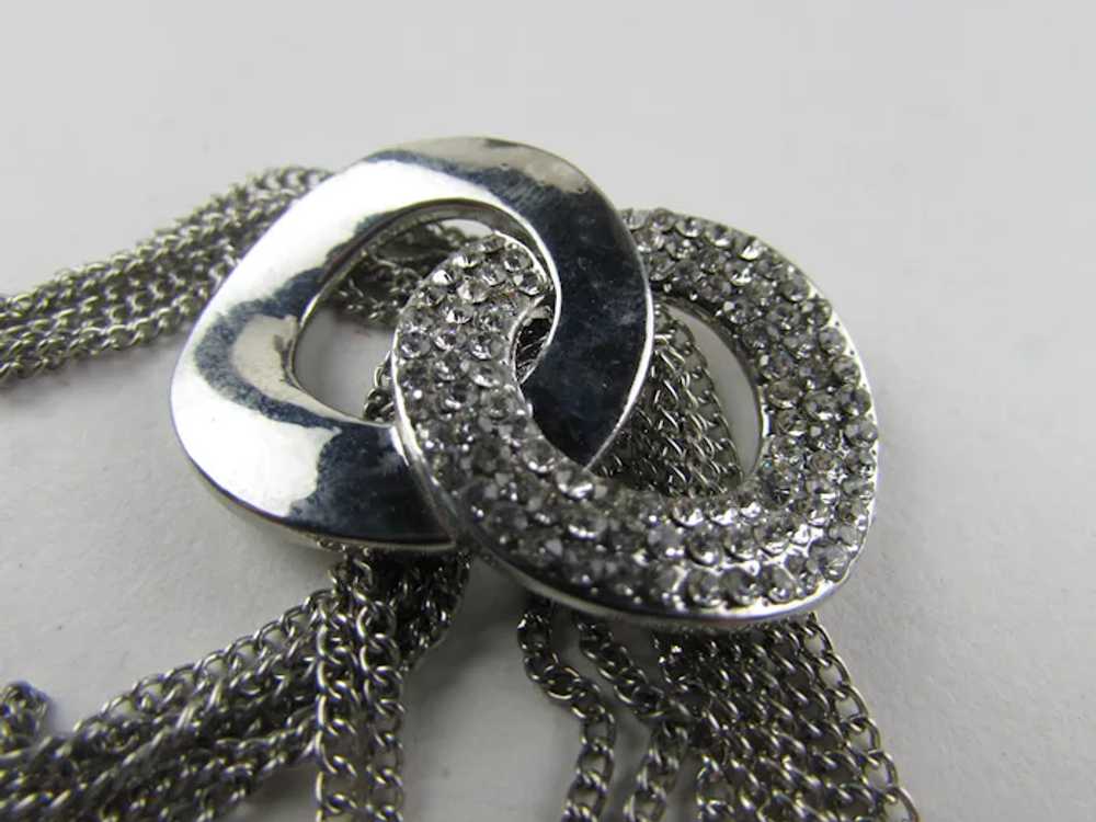 Five Strand Fine Silver Tone Chain Necklace With … - image 11
