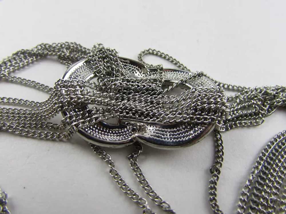 Five Strand Fine Silver Tone Chain Necklace With … - image 12