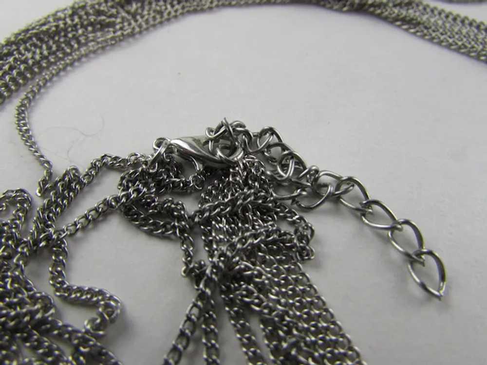 Five Strand Fine Silver Tone Chain Necklace With … - image 9