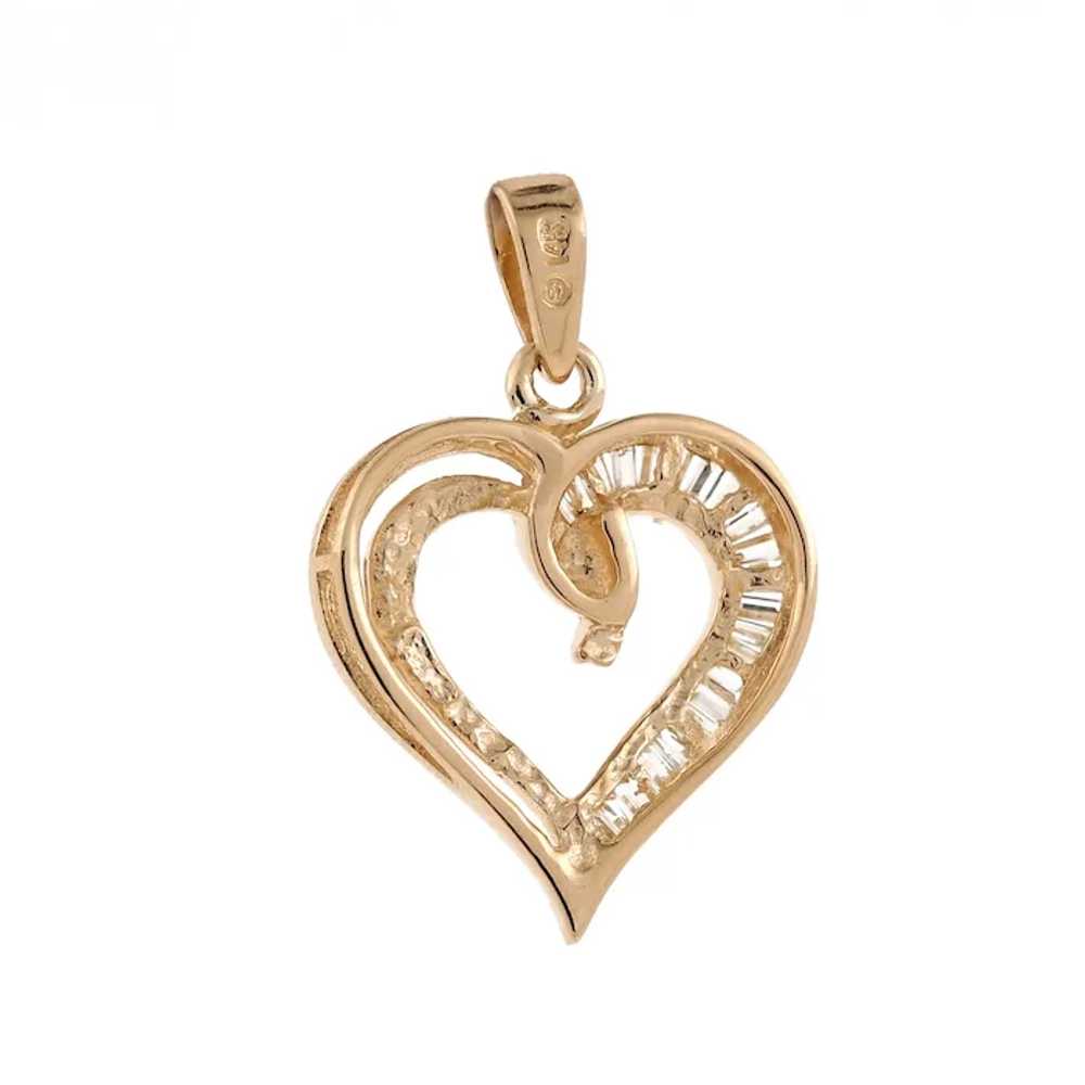 Open Heart Diamond Pendant Charm 14K Yellow Gold … - image 3