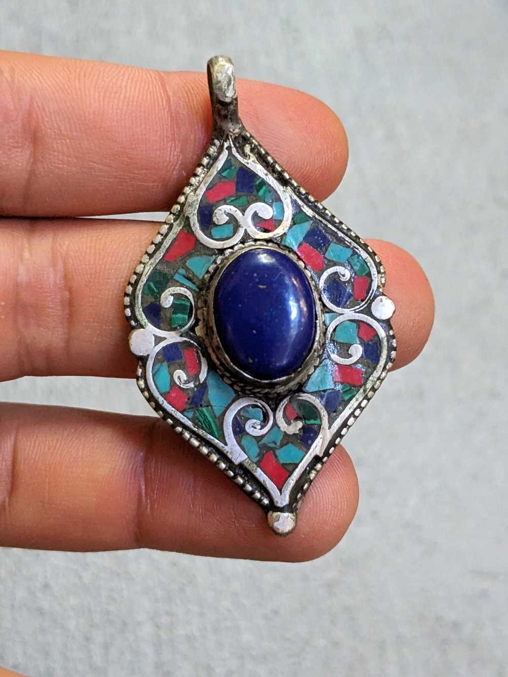 Jewelry × Streetwear Vintage Copper Pendant Blue … - image 10