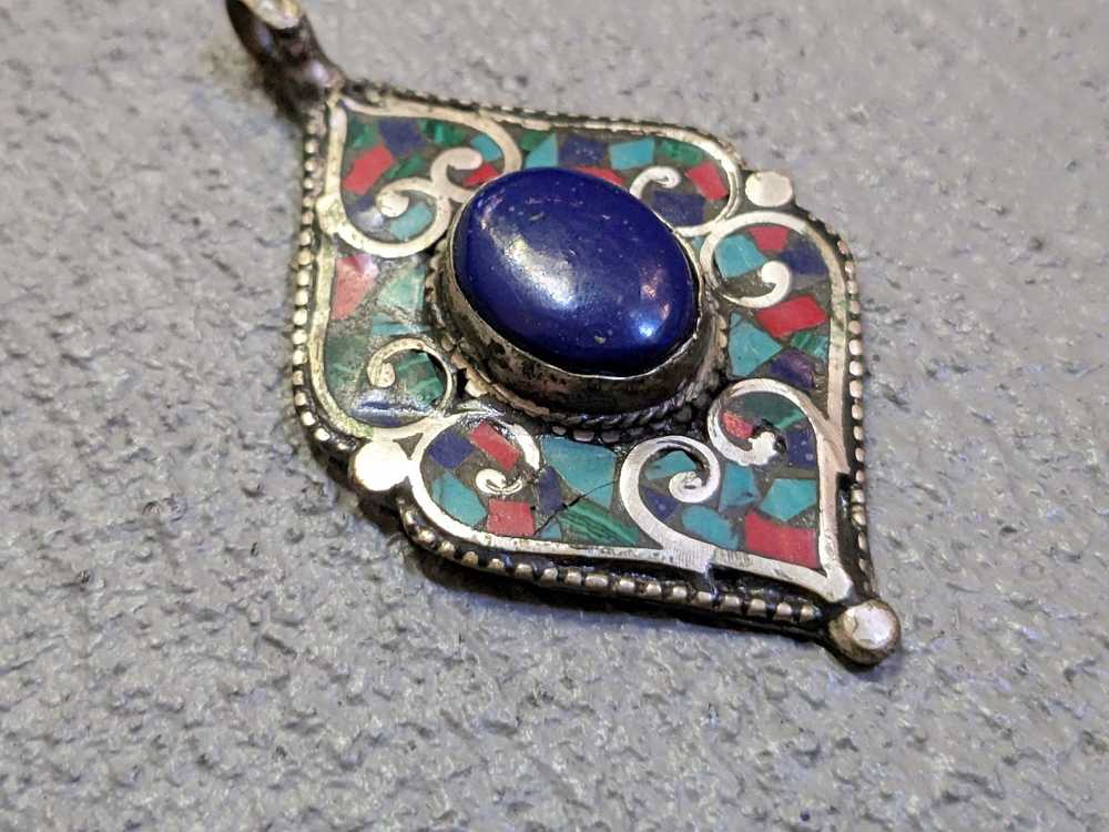 Jewelry × Streetwear Vintage Copper Pendant Blue … - image 2