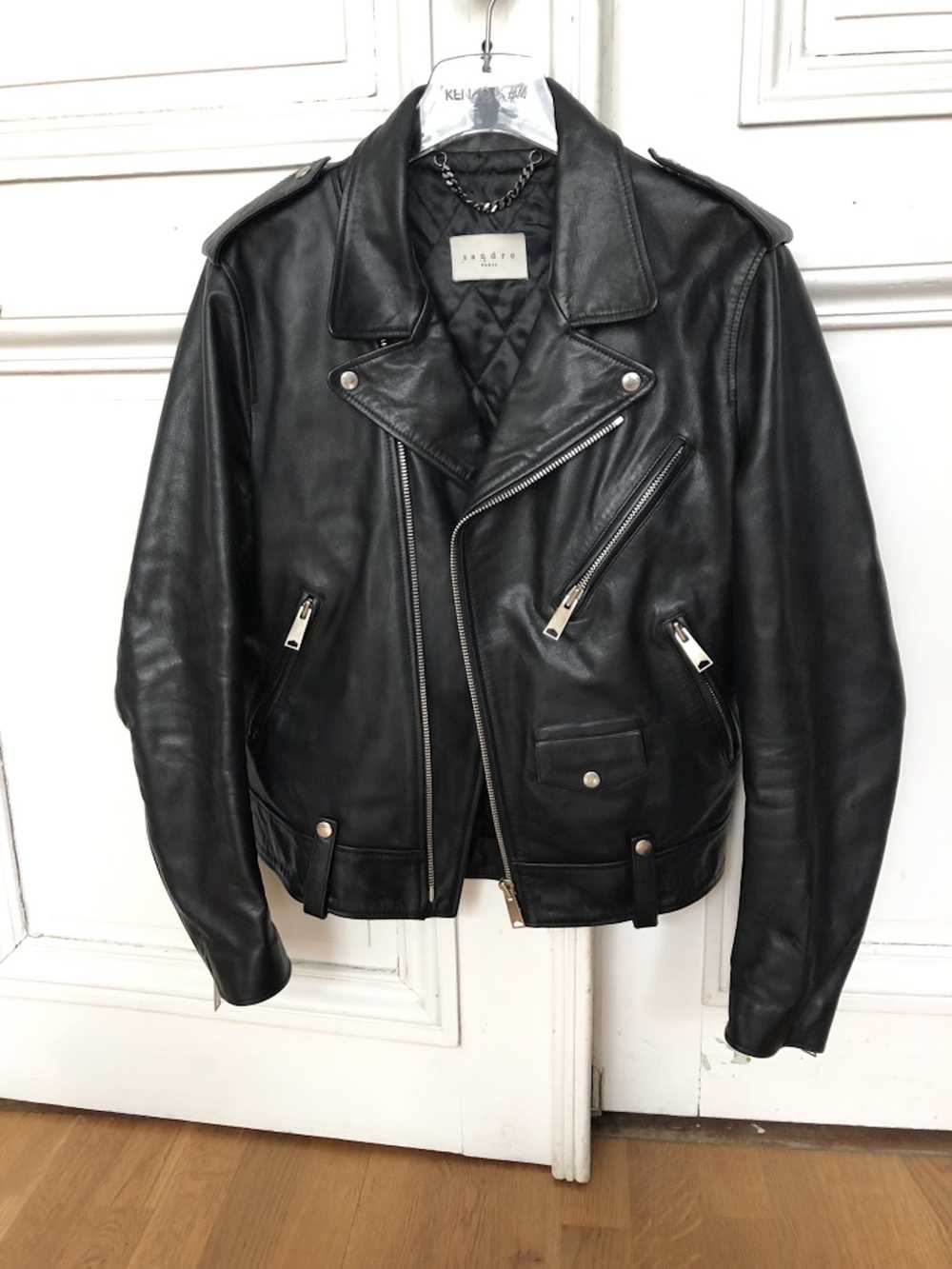 Sandro Heavy Biker Leather Jacket - image 1