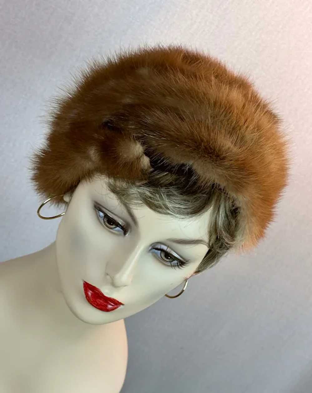 Vtg Brown Mink Turban Hat by Sandy Braeburn - image 3