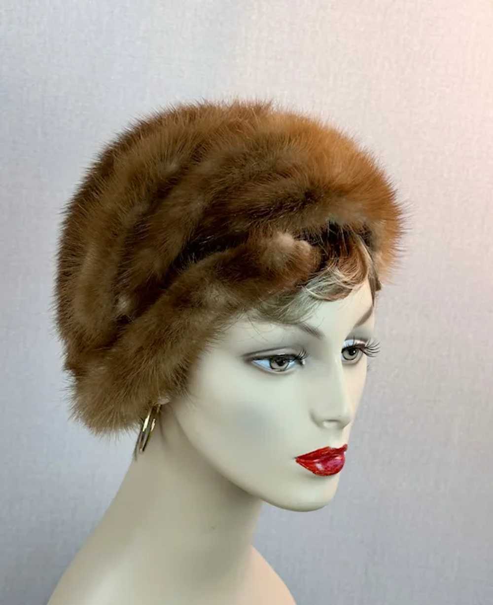 Vtg Brown Mink Turban Hat by Sandy Braeburn - image 6