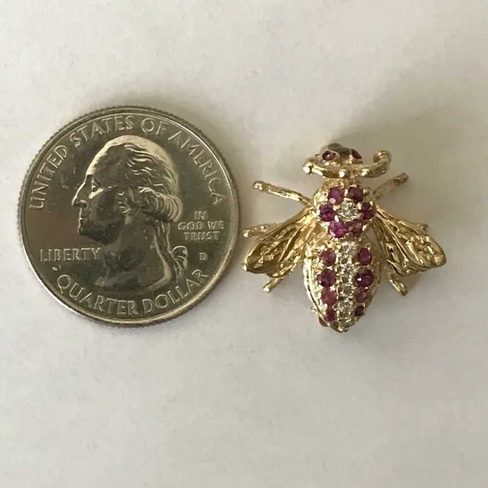 14K YG Diamond and Ruby Honey Bee Converter Pin/P… - image 11