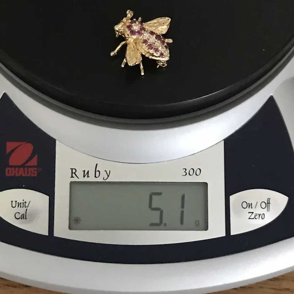 14K YG Diamond and Ruby Honey Bee Converter Pin/P… - image 12