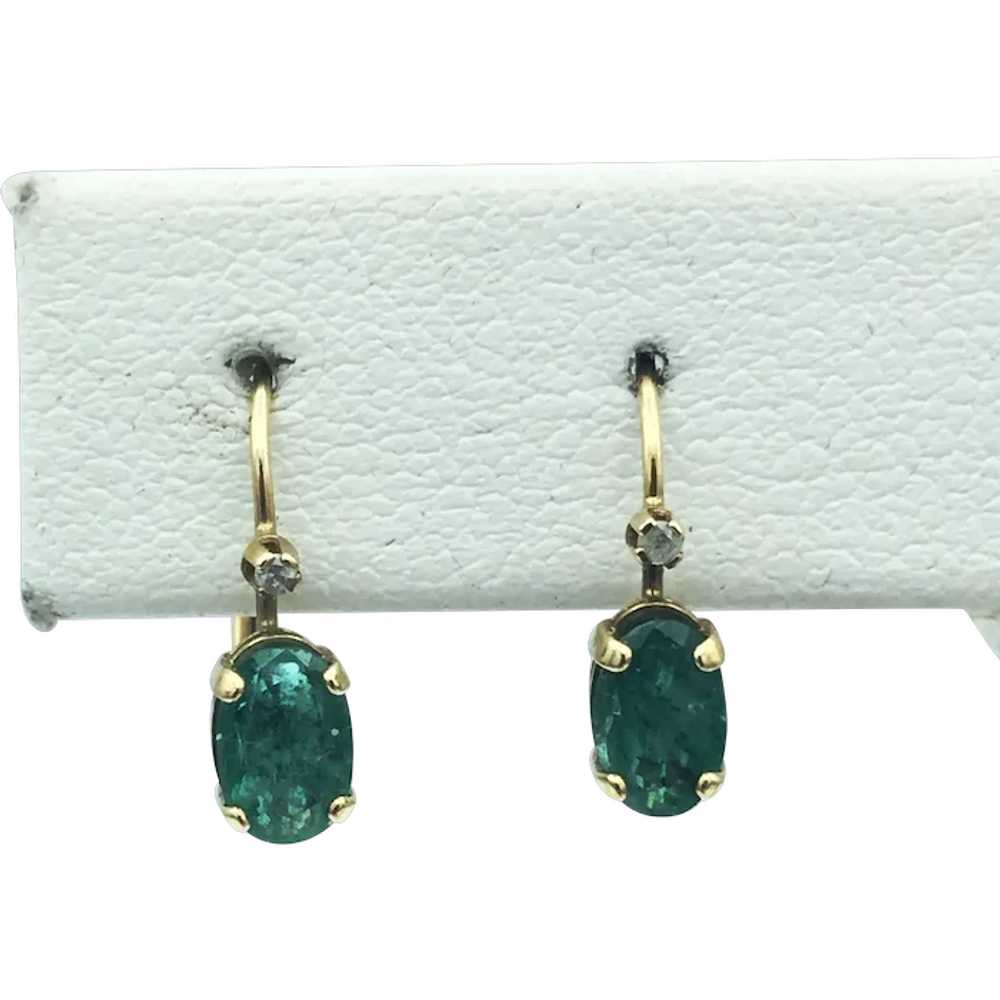 10K Emerald and Diamond Earrings - image 1