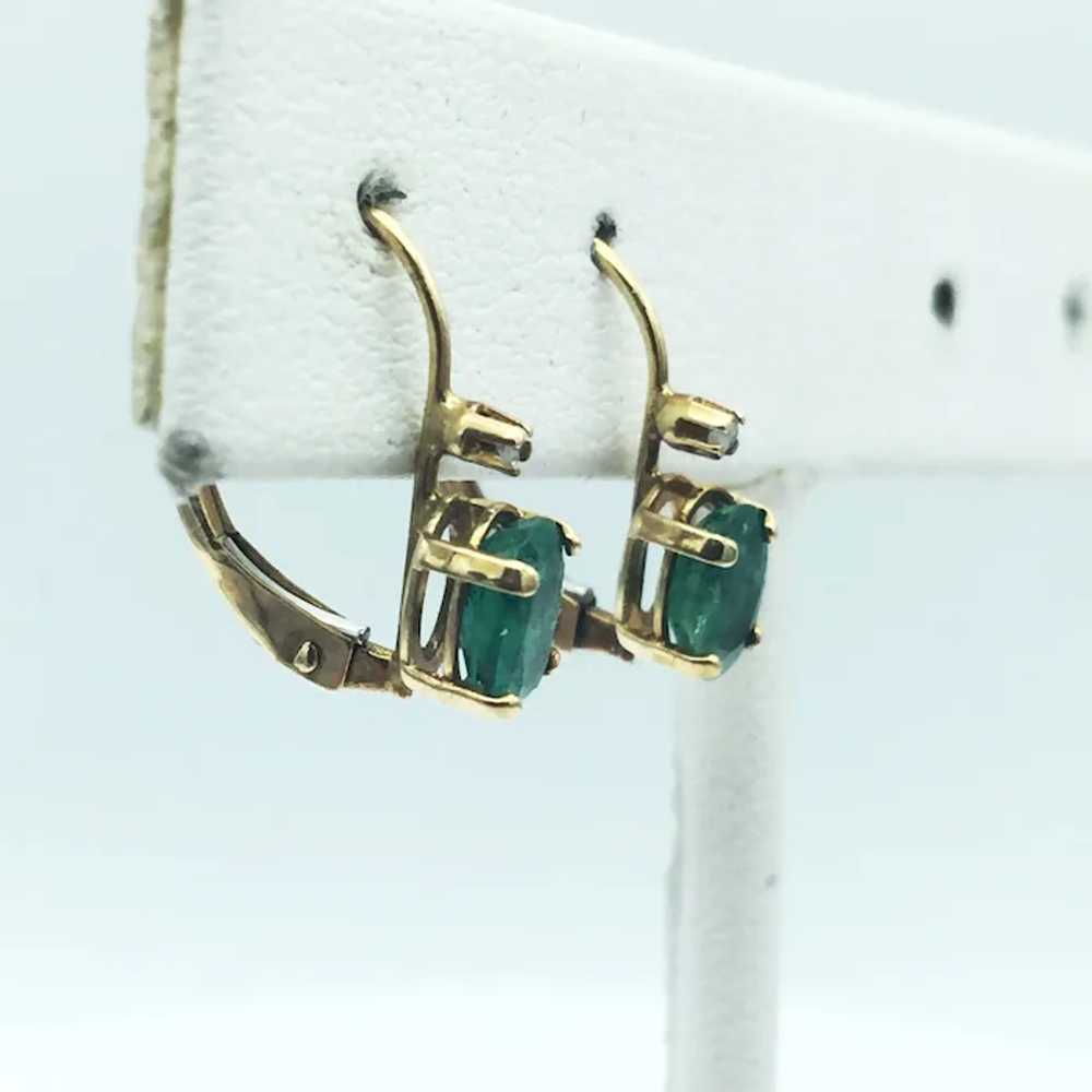 10K Emerald and Diamond Earrings - image 2