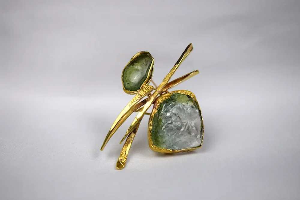 Alexandra Watkins 18k Gold Green Abstract Brooch … - image 3