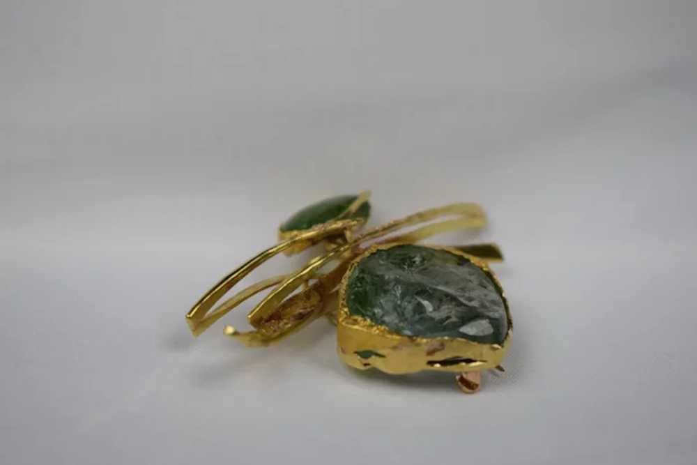 Alexandra Watkins 18k Gold Green Abstract Brooch … - image 9