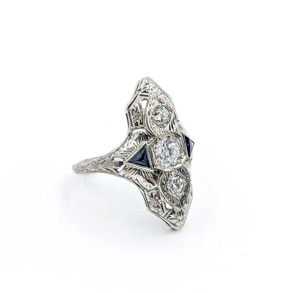 Fabulous Art Deco Diamond & Synthetic Sapphire Ri… - image 6
