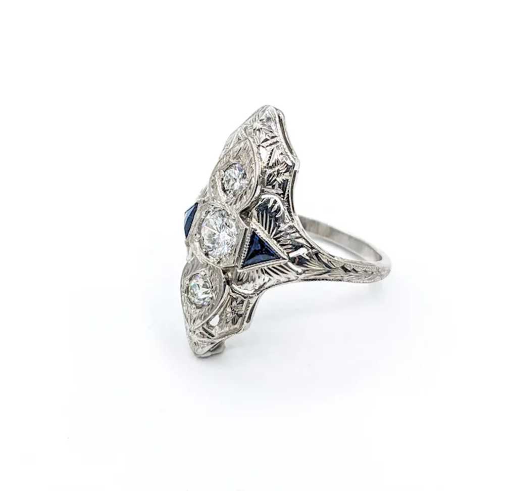Fabulous Art Deco Diamond & Synthetic Sapphire Ri… - image 7