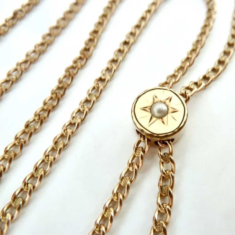 Vintage Gold Filled Guard Muff Chain with Dog Cli… - image 2