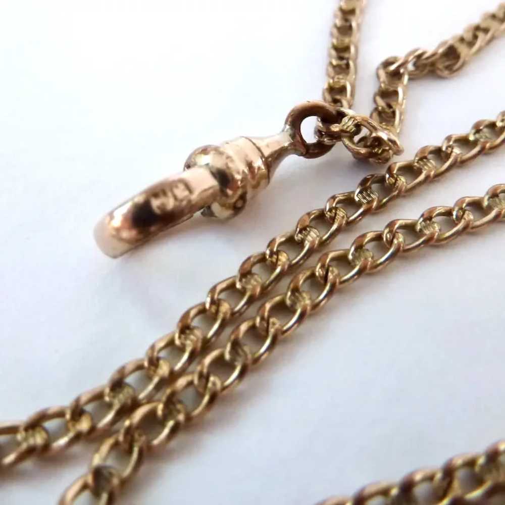 Vintage Gold Filled Guard Muff Chain with Dog Cli… - image 7