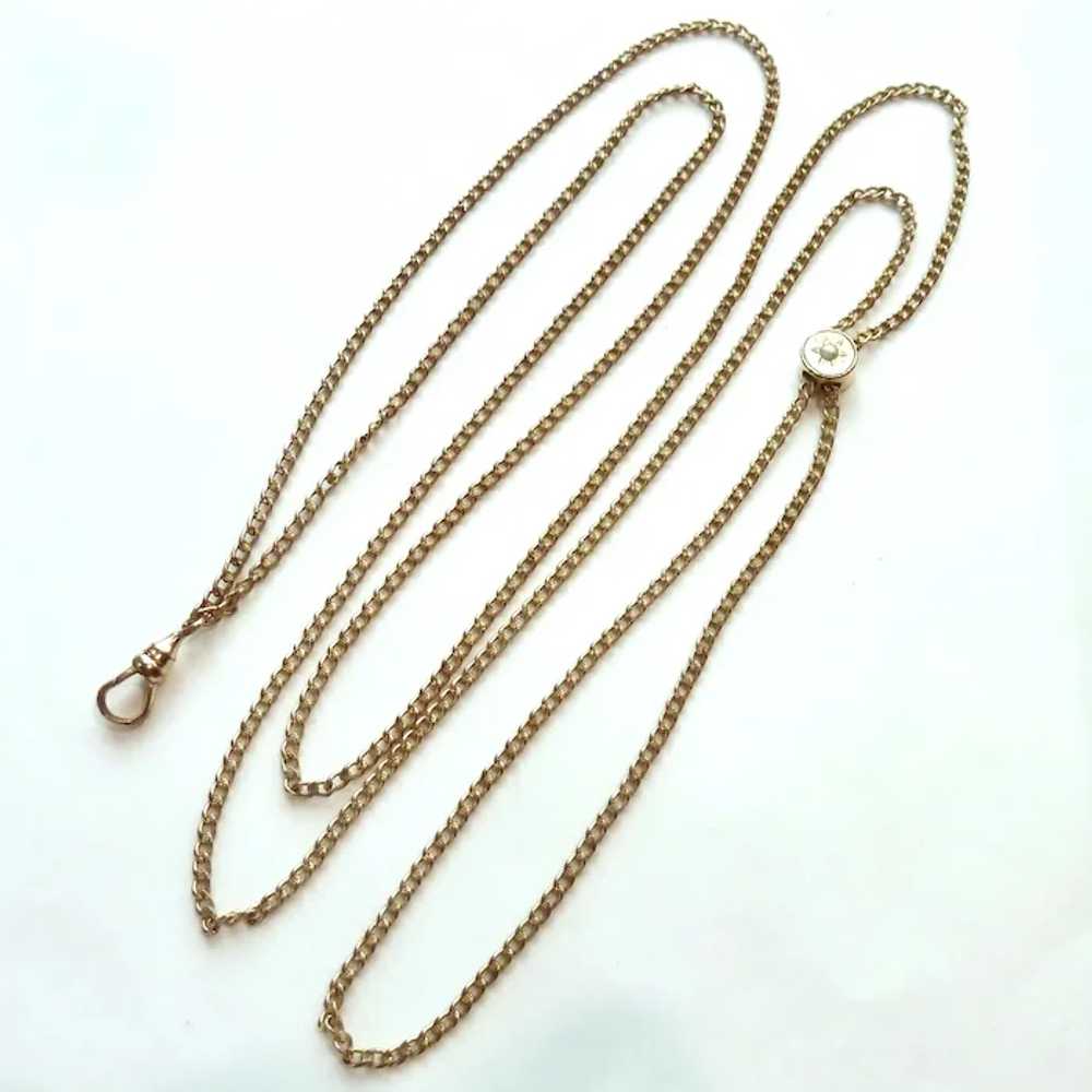 Vintage Gold Filled Guard Muff Chain with Dog Cli… - image 8