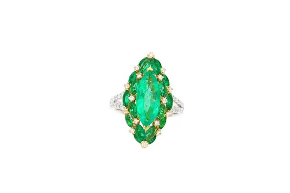 18K Gold Natural Colombian Emerald and Diamond Ma… - image 2