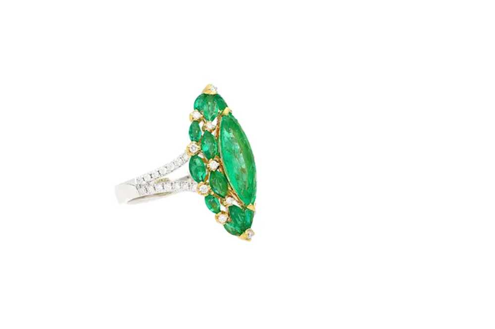 18K Gold Natural Colombian Emerald and Diamond Ma… - image 3