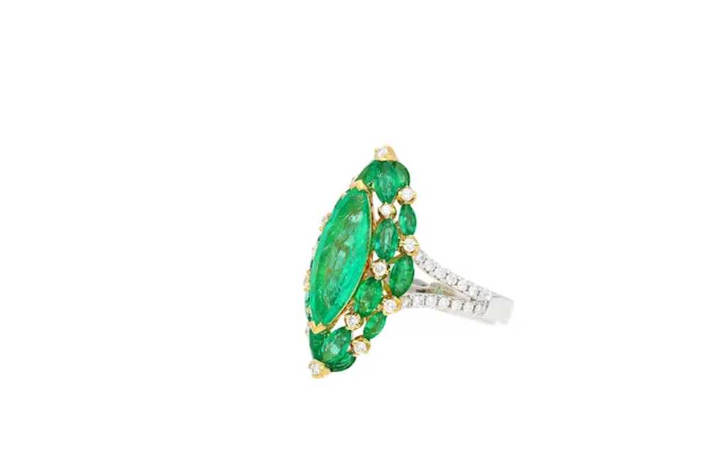 18K Gold Natural Colombian Emerald and Diamond Ma… - image 4