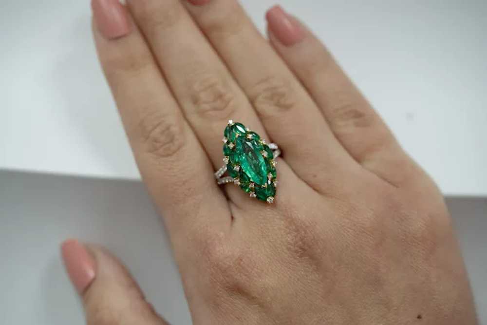18K Gold Natural Colombian Emerald and Diamond Ma… - image 7