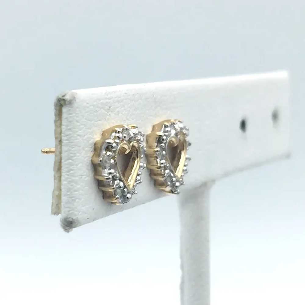 10K .05ctw Diamond Heart Earrings - image 2