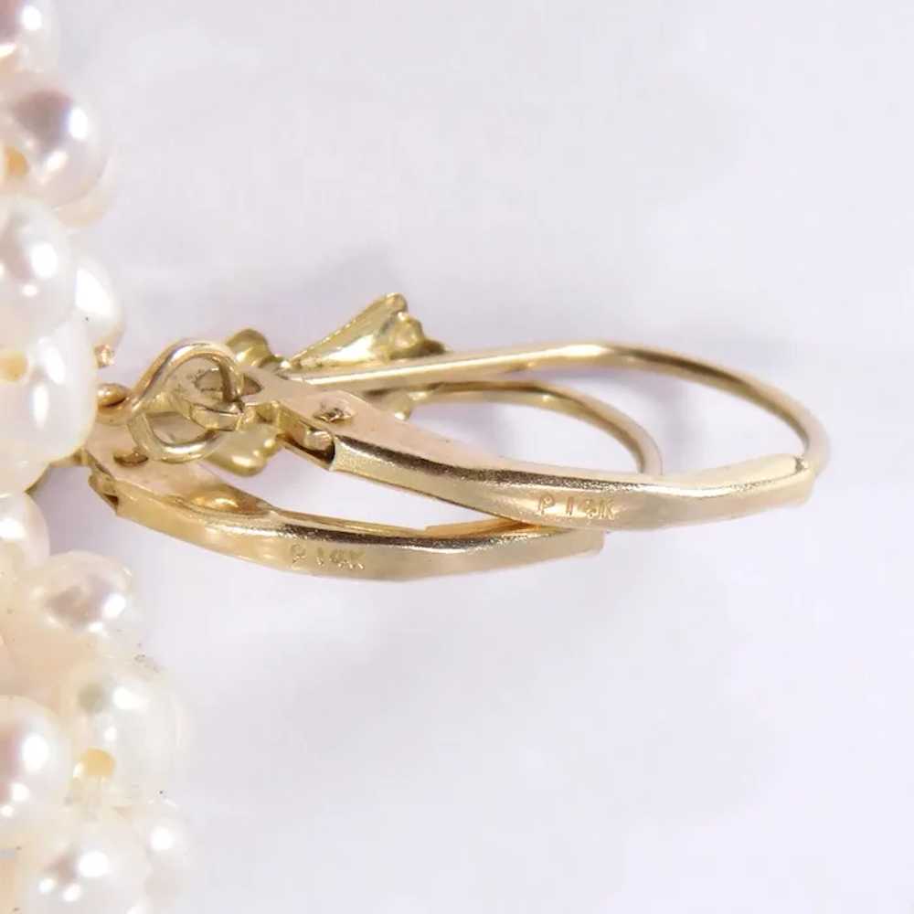 14k Freshwater Pearl Globe Cluster Drop Lever Bac… - image 3