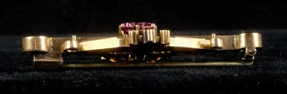 Intricate Victorian 10K Gold Pink Tourmaline Pin - image 5