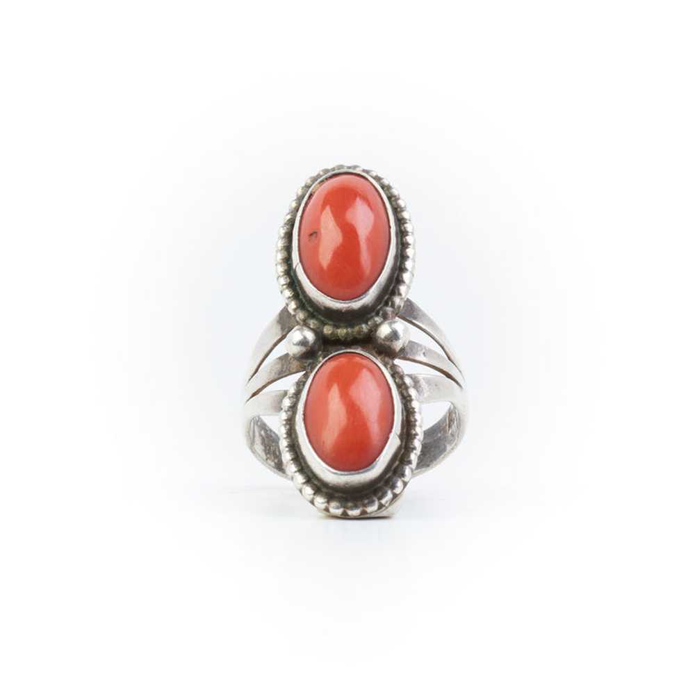 Double Coral Ring - Sz 6.5 - image 2