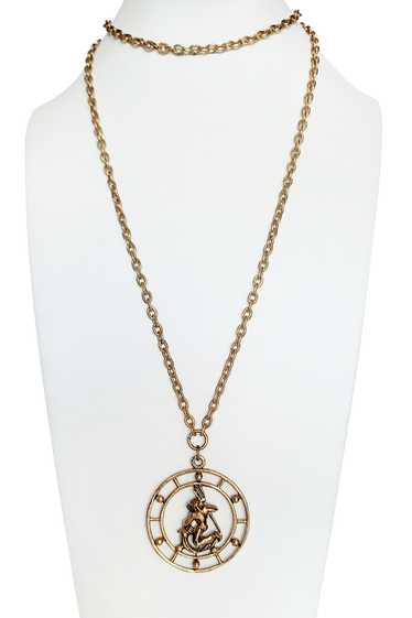 60's/70's Gold Tone Aquarius Pendant Necklace
