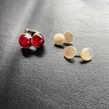 Red Orb And Button Cufflinks Two Pairs - image 1
