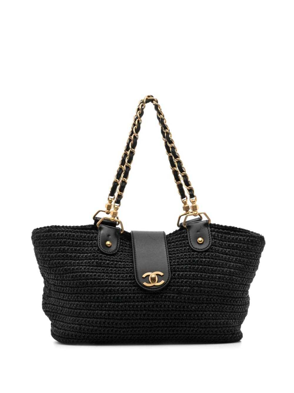 CHANEL Pre-Owned 2005-2006 chain-strap raffia han… - image 1