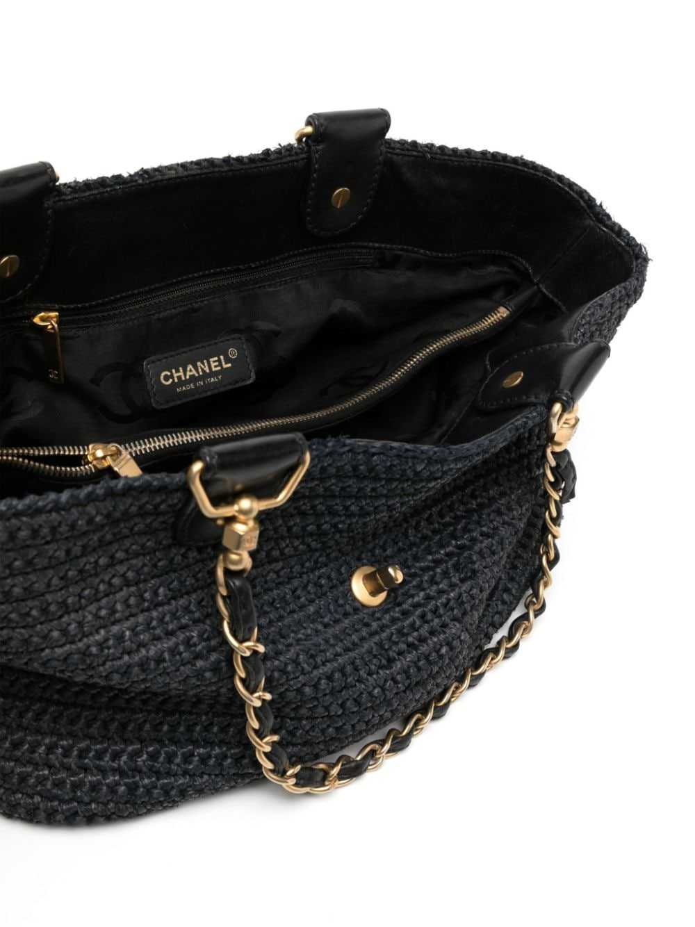 CHANEL Pre-Owned 2005-2006 chain-strap raffia han… - image 5