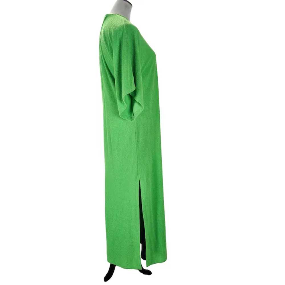 70s Terry Cloth Caftan Size M/L Green Blue Butter… - image 5