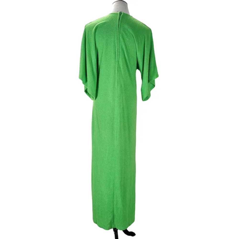 70s Terry Cloth Caftan Size M/L Green Blue Butter… - image 7