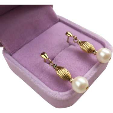 Dangle drop pearl earrings gold, elegant dangle st