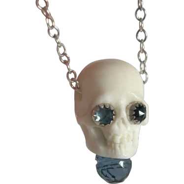 Natural London Blue Topaz Skull Sterling Silver - image 1