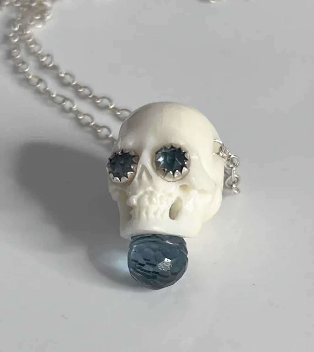Natural London Blue Topaz Skull Sterling Silver - image 2