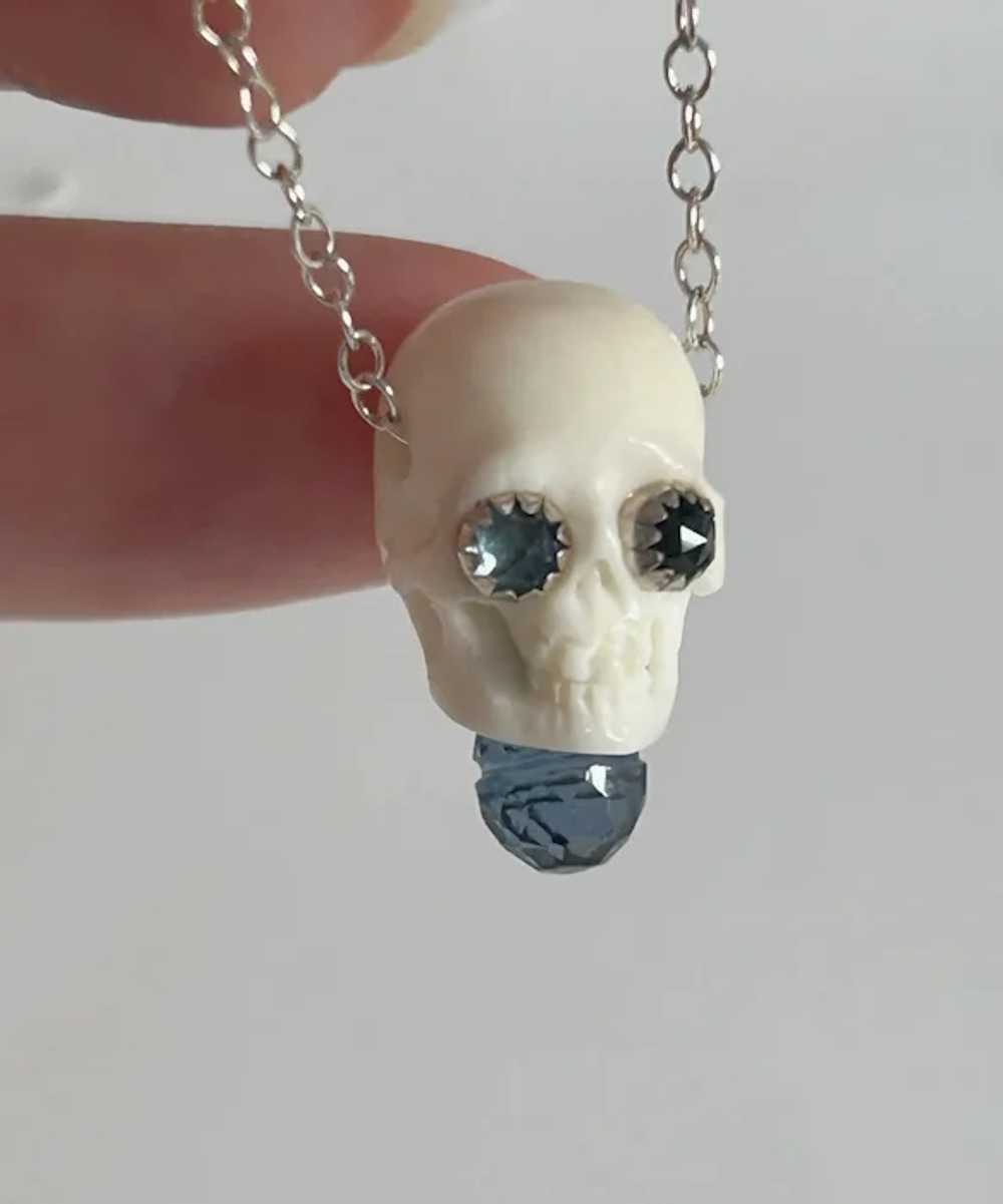 Natural London Blue Topaz Skull Sterling Silver - image 3
