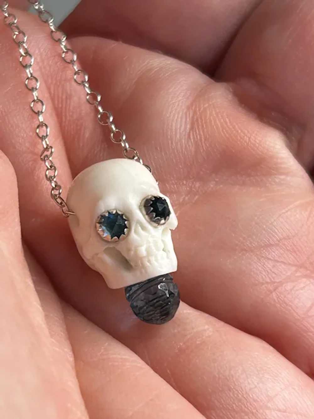 Natural London Blue Topaz Skull Sterling Silver - image 4