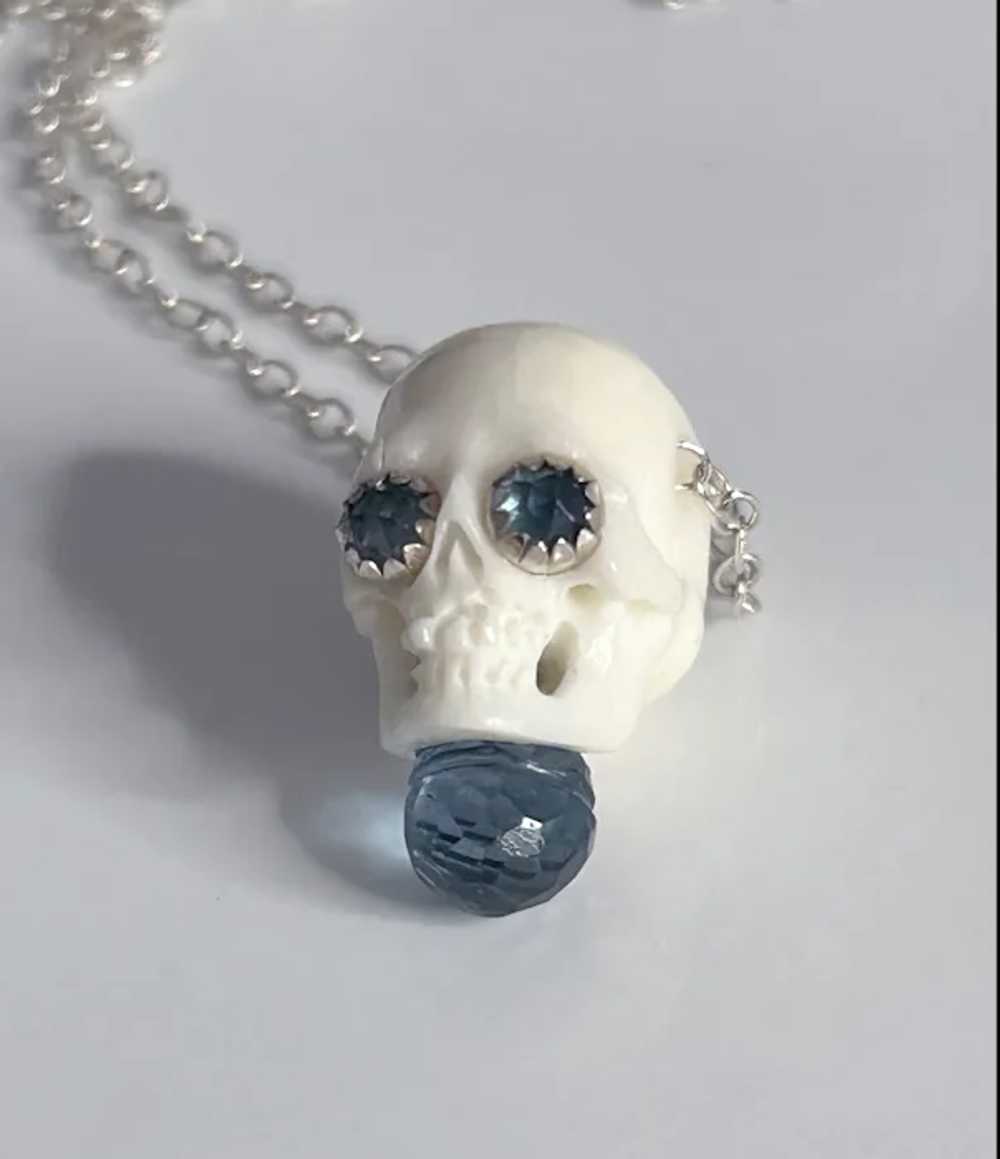 Natural London Blue Topaz Skull Sterling Silver - image 7