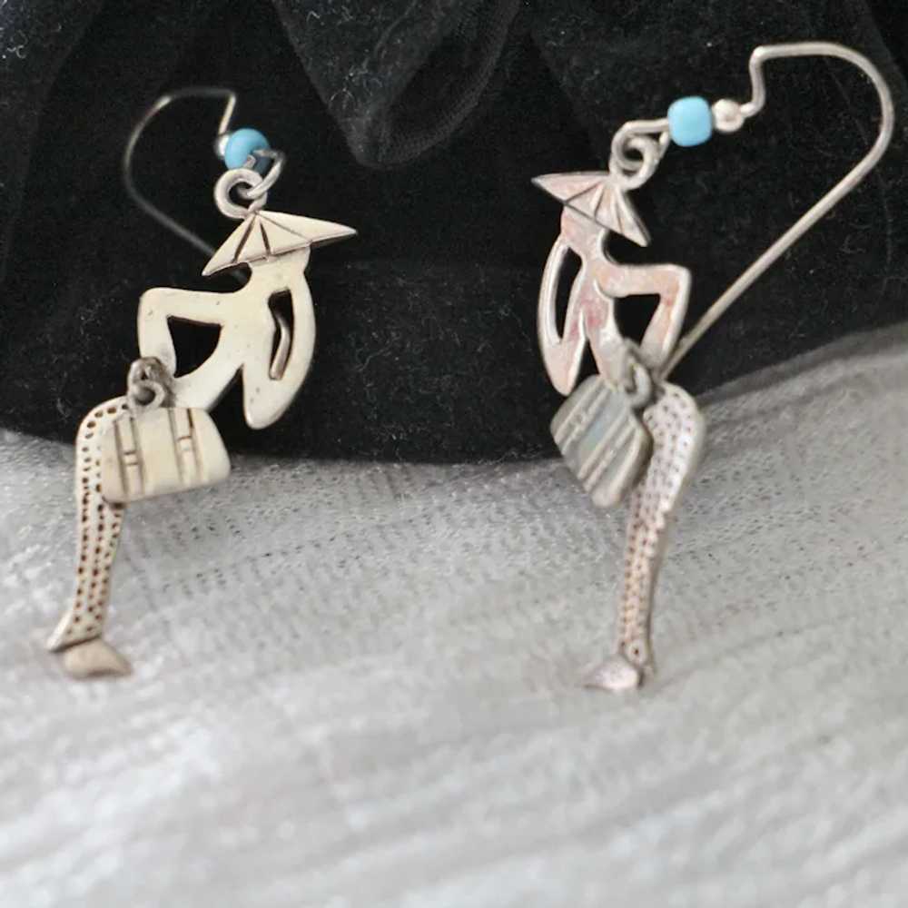 Unique Sterling Silver Turquoise Articulated Figu… - image 7